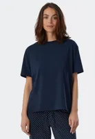 Dames pyjamashirt korte mouw - Mix & Relax - Los wijd katoenen pyjama shirt donkerblauw