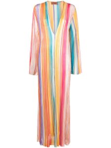 Missoni robe longue rayée à col v - Rose