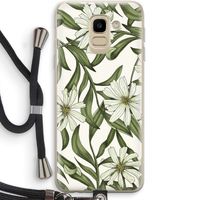 Wit bloemenpatroon: Samsung Galaxy J6 (2018) Transparant Hoesje met koord