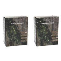 Set van 2x stuks kerst dennenslinger guirlande groen met verlichting 270 cm - thumbnail