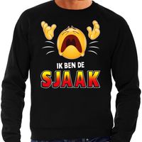 Funny emoticon sweater Ik ben de Sjaak zwart heren