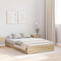 Opbergbedframe met lade Sonoma eiken 120 x 190 cm Bewerkt hout