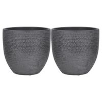 2x stuks plantenpot/bloempot zwart met flakes patroon - D24/H22 cm - thumbnail