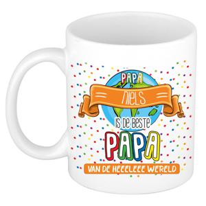 Naam mok papa Niels - wit - de beste - keramiek - 300 ml - Vaderdag/verjaardag