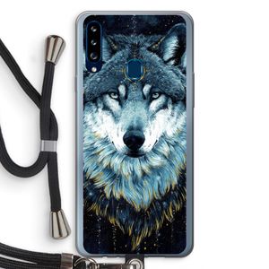 Darkness Wolf: Samsung Galaxy A20s Transparant Hoesje met koord