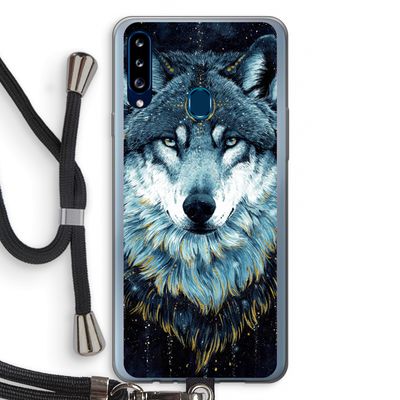 Darkness Wolf: Samsung Galaxy A20s Transparant Hoesje met koord