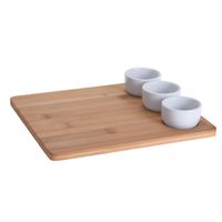 4-delige sushi serveer set met 3 porseleinen kommetjes 28 x 24 cm