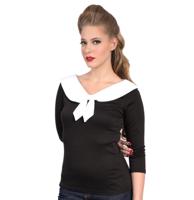 Betsy Top 3/4 sleeve, Black / White-XL | 23% korting