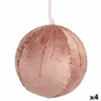 Set kerstballen Polyester Roze 12 x 12 x 12 cm (4 Stuks)