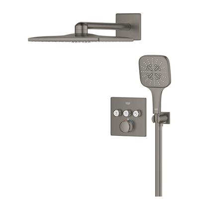 Grohe Smartcontrol Thermostatisch Inbouw Douchekraan Shower-Set Vierkant Hard Graphite Geborsteld