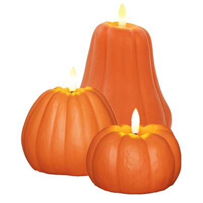 LED pompoen kaarsen - set van 3x st - oranje - timer functie - pompoenkaarsen - Halloween