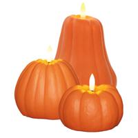 LED pompoen kaarsen - set van 3x st - oranje - timer functie - pompoenkaarsen - Halloween