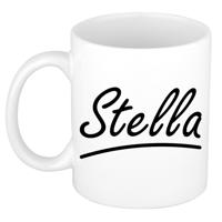 Stella Naam koffiemok - beker - met sierlijke letters - wit - 300 ml - Cadeau - Dames