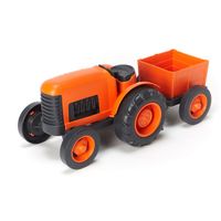 Green Toys tractor met aanhangwagen oranje
