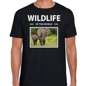 Olifant t-shirt met dieren foto wildlife of the world zwart voor heren