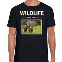 Olifant t-shirt met dieren foto wildlife of the world zwart voor heren - thumbnail