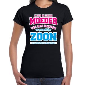 Ik ben de trotse moeder van zoon cadeau t-shirt zwart voor dames 2XL  -