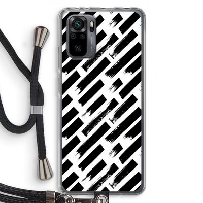 Zwarte vegen: Xiaomi Redmi Note 10 Pro Transparant Hoesje met koord