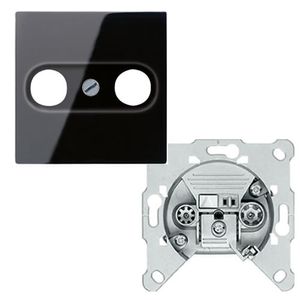 Jung A500 eind cai wandcontactdoos EDC1000 met inzetplaat zwart A561PLTVSW