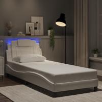 Bedframe met LED-verlichting kunstleer wit 80x200 cm