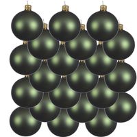 18x Glazen kerstballen mat donkergroen 8 cm kerstboom versiering/decoratie   -