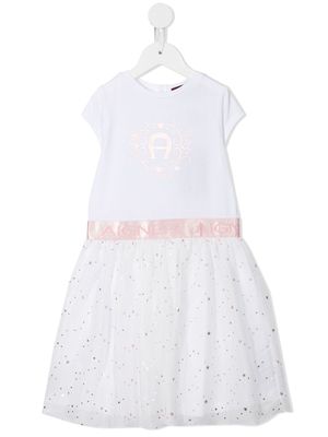 Aigner Kids robe à logo imprimé - Blanc