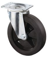 BS Rollen Zwenkwiel | wiel-d. 125 mm draagvermogen 150 kg | volledig van rubber | plaat L115xB85 mm | 1 stuk - LS400.B60.125 LS400.B60.125