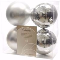 Chique Christmas kerstboom decoratie kerstballen 10 cm zilver 4 stuks   -