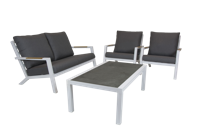 Qopps loungebank 2 zits met 2 lounge tuinstoelen en tafel Atlanta wit