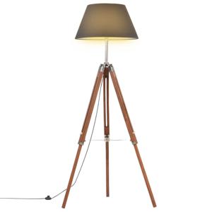 Vloerlamp driepoot 141 cm massief teakhout honingbruin en zwart