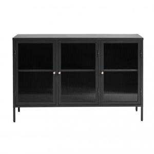 Nordic Home Olan glazen dressoir - 130 cm - zwart