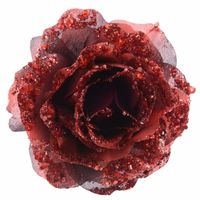 Decoratie kunstbloem roos rood 14 cm - thumbnail