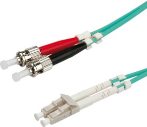 ROLINE F.O. kabel 50/125µm, LC/ST, OM3, turkoois 0,5m