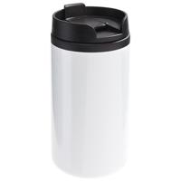 Thermosbeker/warmhoudbeker - metallic wit - 290 ml - Thermo koffie/thee isoleerbekers