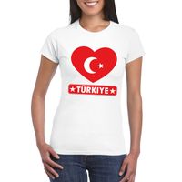 Turkije hart vlag t-shirt wit dames - thumbnail