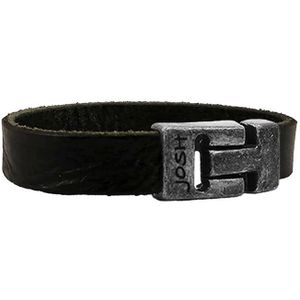 JOSH 24666-BRA-VB-BL Armband leder zwart-vintage zwart 10 mm