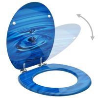 The Living Store Toiletbril - MDF - Chroom-zinklegering - 42.5 x 35.8 cm - Blauw waterdruppel-ontwerp - thumbnail