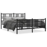 Bedframe met hoofd- en voeteneinde metaal zwart 160x200 cm - thumbnail