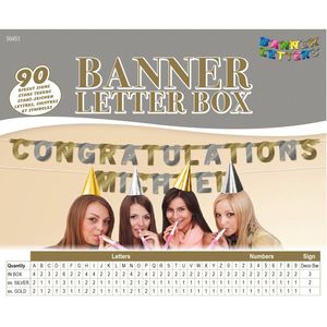 Folat banner Letter Box 15 x 15 cm karton goud/zilver 90 stuks