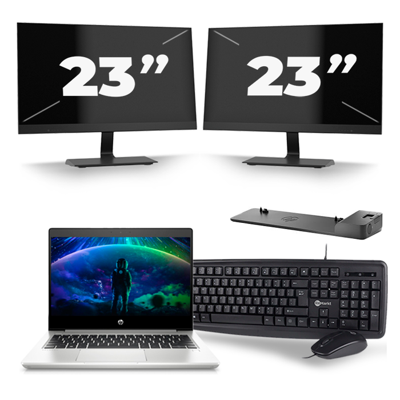 HP ProBook 430 G6 - Intel Core i5-8e Generatie - 13 inch - 16GB RAM - 256GB SSD - Windows 11 + 2x 23 inch Monitor
