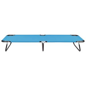 The Living Store Opvouwbaar Campingbed - Loungebed - Turquoiseblauw 190x58x28cm - Roestvrijstalen frame - Draagvermogen