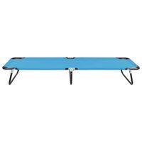 The Living Store Opvouwbaar Campingbed - Loungebed - Turquoiseblauw 190x58x28cm - Roestvrijstalen frame - Draagvermogen - thumbnail