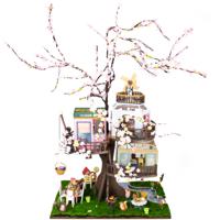 Miniatuurhuis Bouwpakket Groot - Magische Boomhut 'Cherry Blossom' - thumbnail