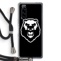 Angry Bear (black): Sony Xperia 5 Transparant Hoesje met koord