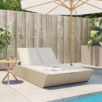 Ligbed 2-persoons met kussens poly rattan beige - thumbnail