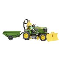 Bruder bworld john deere zitmaaier met aanhanger en tuinman 1:16