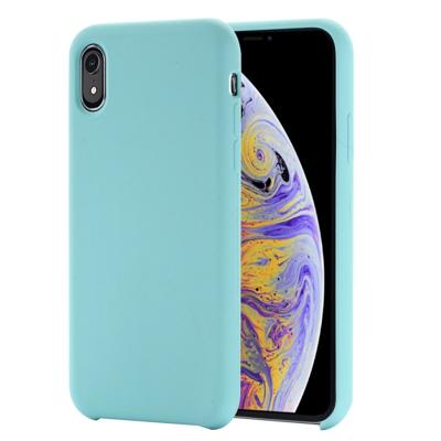 Vier hoeken volledige dekking vloeibare siliconen case voor iPhone XR (Baby Blue)