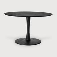 Ethnicraft Ronde Eettafel 'Torsion' Gevernist Eikenhout, 127cm, kleur Zwart