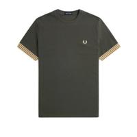 Fred Perry - Striped Cuff T-Shirt - Donkergroen