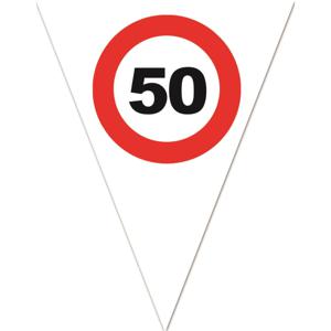 Leeftijd verjaardag vlaggenlijn met 50 jaar stopbord opdruk 5 meter - Plastic - feestartikelen